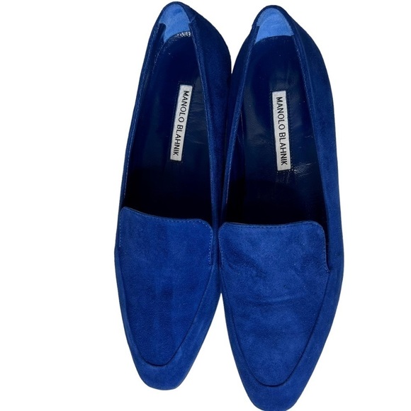 Manolo Blahnik Blue Suede Pitaka Loafers size 40 - Picture 2 of 8